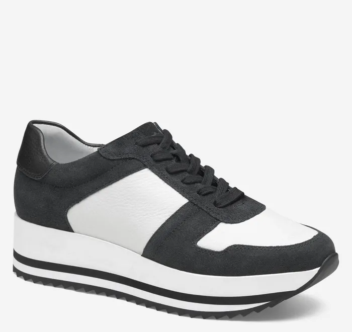 JohnstonandMurphy Sneakers Gracie Colorblock LaceUp Black Suedewhite Calfskin 8211 Women JohnstonandMurphy Sneakers Gracie Colorblock LaceUp Black Suedewhite Calfskin 8211 Women