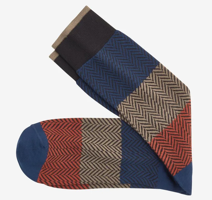 JohnstonandMurphy Socks Chevron Colorblock Socks Black Multi 8211 Men