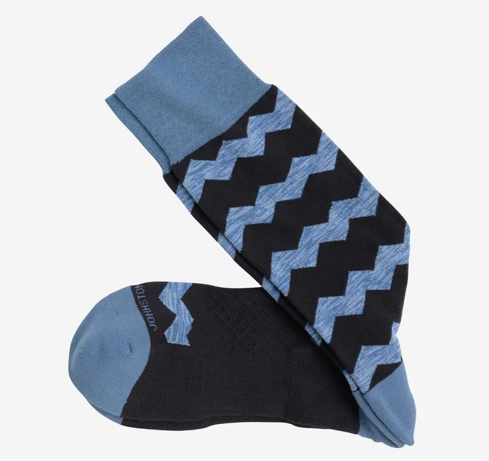 JohnstonandMurphy Socks First In Comfort Socks Navy Zigzag 8211 Men