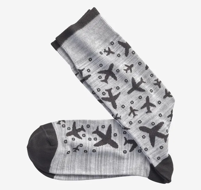 JohnstonandMurphy Socks Novelty Socks Gray Planes 8211 Men