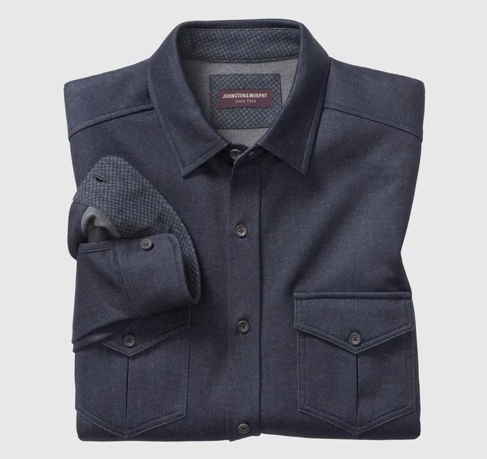 JohnstonandMurphy Sweaters and Knits ButtonFront Knits Indigo 8211 Men