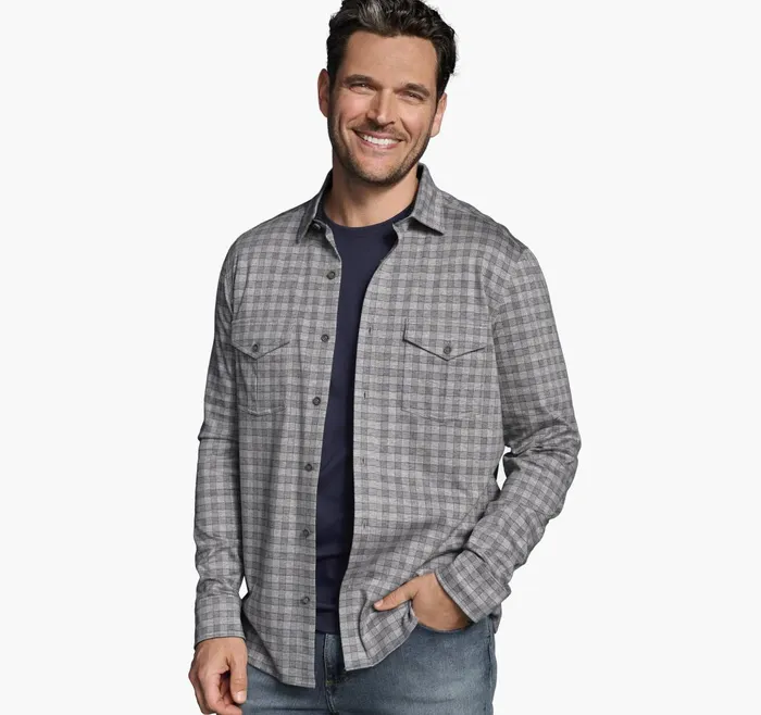 JohnstonandMurphy Sweaters and Knits ButtonFront Knits Light Gray Mini Gingham 8211 Men JohnstonandMurphy Sweaters and Knits ButtonFront Knits Light Gray Mini Gingham 8211 Men