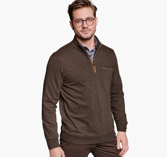 JohnstonandMurphy Sweaters and Knits Knit QuarterZip Dark Brown 8211 Men