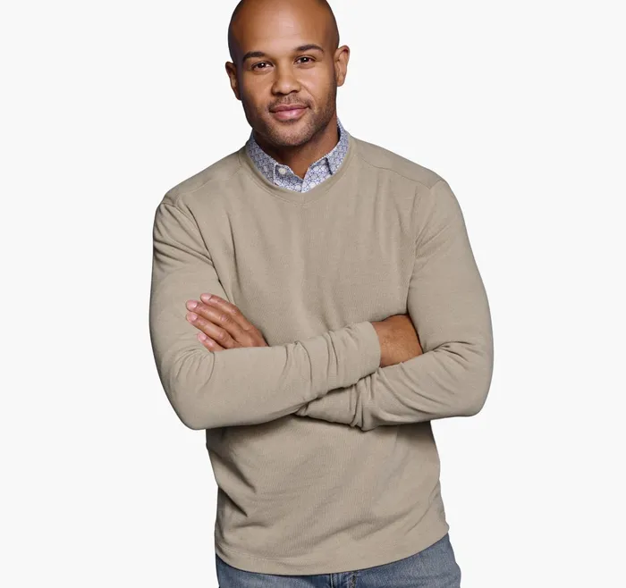 JohnstonandMurphy Sweaters and Knits Knit VNeck Oatmeal 8211 Men