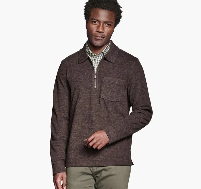 JohnstonandMurphy Sweaters and Knits Point Collar QuarterZip Brown 8211 Men