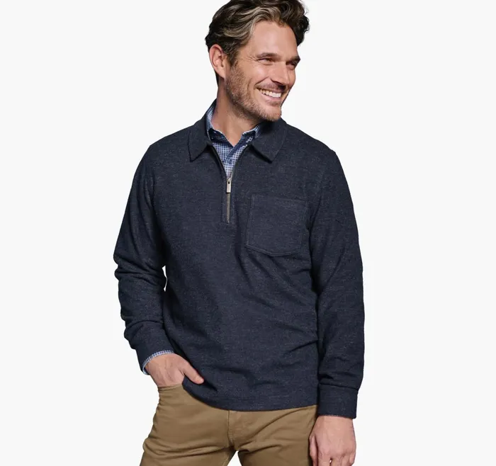JohnstonandMurphy Sweaters and Knits Point Collar QuarterZip Navy 8211 Men