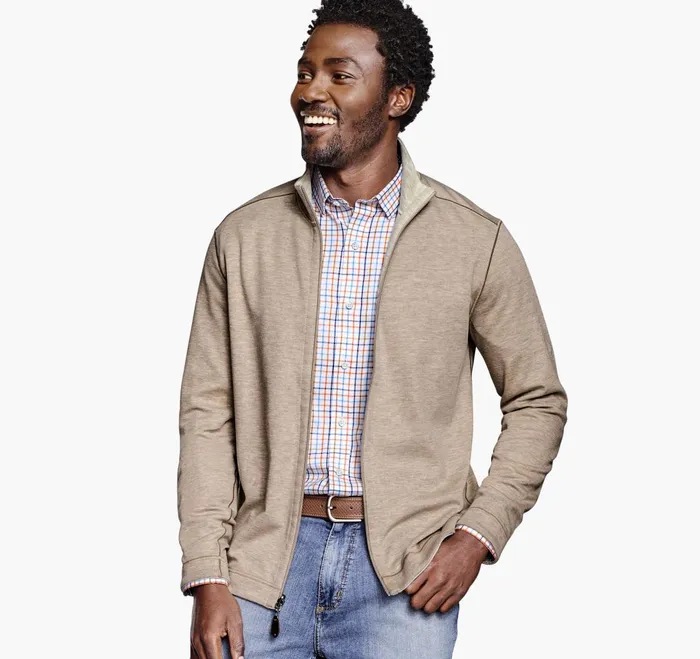 JohnstonandMurphy Sweaters and Knits Reversible FullZip Oatmealgray 8211 Men