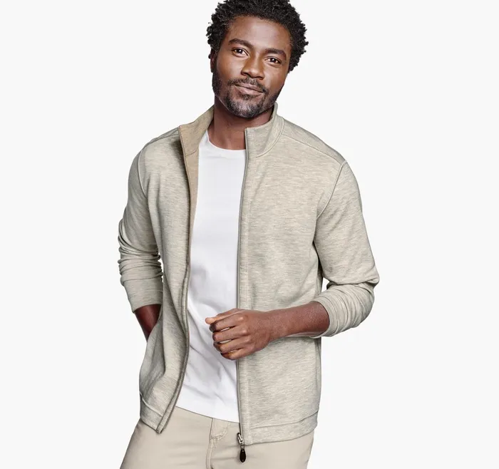 JohnstonandMurphy Sweaters and Knits Reversible FullZip Oatmealgray 8211 Men JohnstonandMurphy Sweaters and Knits Reversible FullZip Oatmealgray 8211 Men