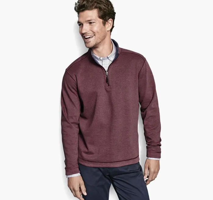 JohnstonandMurphy Sweaters and Knits Reversible Solid QuarterZip Berryblue 8211 Men JohnstonandMurphy Sweaters and Knits Reversible Solid QuarterZip Berryblue 8211 Men