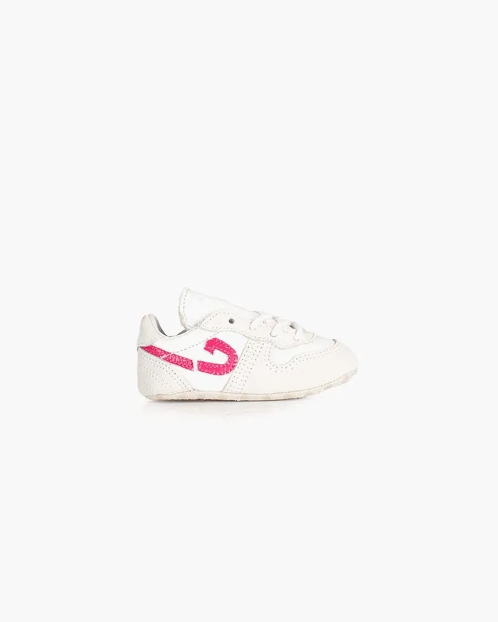 Junior Cruyff Baby Sneakers Faas Jr 8211 WhiteFuchsiaIce 8211 NappaSuedePatent White