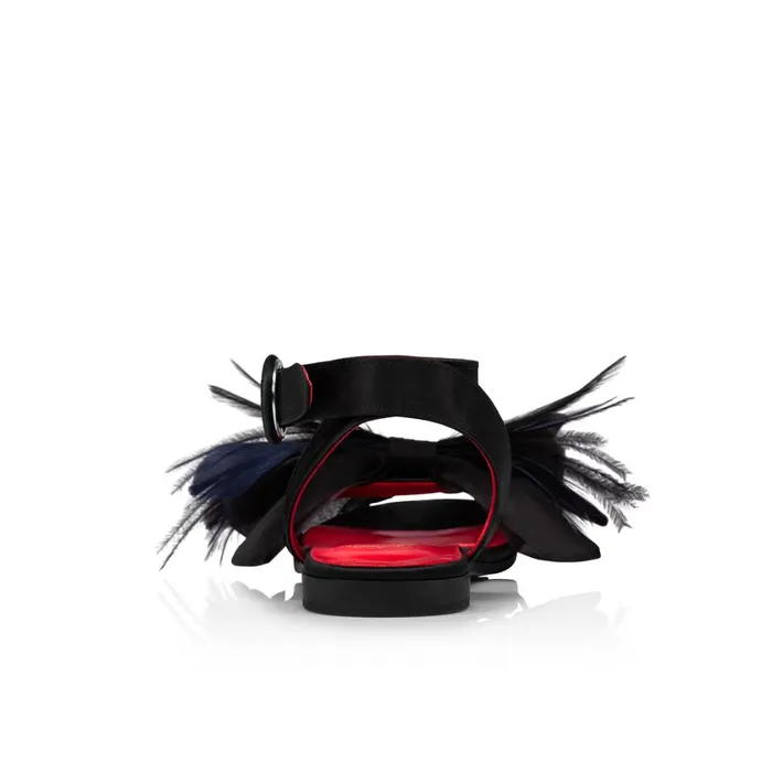 Kids Anemonou Sandals 8211 Crepe Satin And Feathers 8211 Black Black Christian Louboutin Sandals
