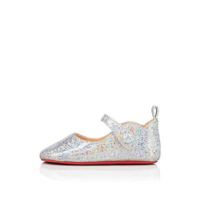 Kids Baby Love Chick Ballerinas 8211 Nappa Leather 8211 Aurore Borale Silver Christian Louboutin Girls