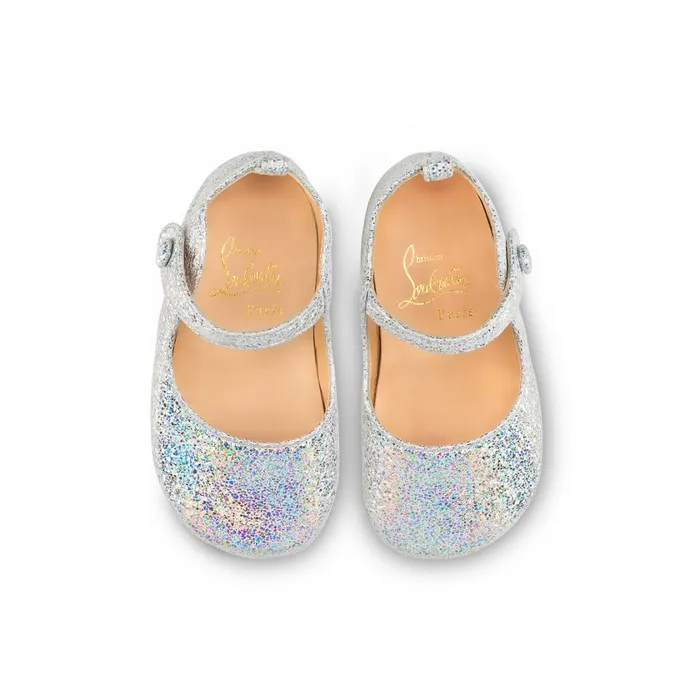 Kids Baby Love Chick Ballerinas 8211 Nappa Leather 8211 Aurore Borale Silver Christian Louboutin Girls