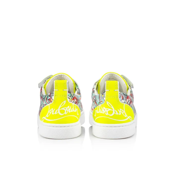 Kids Funnyto Lowtop Sneakers 8211 Fluo Calf Leather And Leather Spacy Loubi Print 8211 Yellow Yellow Christian Louboutin Sneakers
