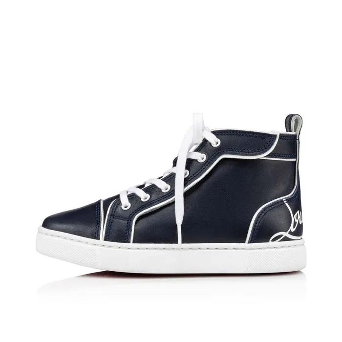 Kids Funnytopi Hightop Sneakers 8211 Calf Leather 8211 Navy Blue Christian Louboutin Sneakers