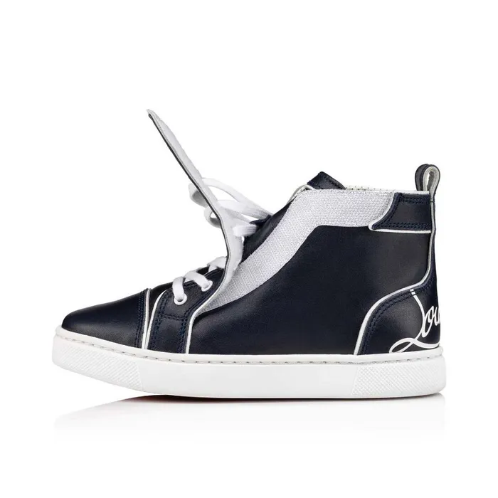 Kids Funnytopi Hightop Sneakers 8211 Calf Leather 8211 Navy Blue Christian Louboutin Sneakers