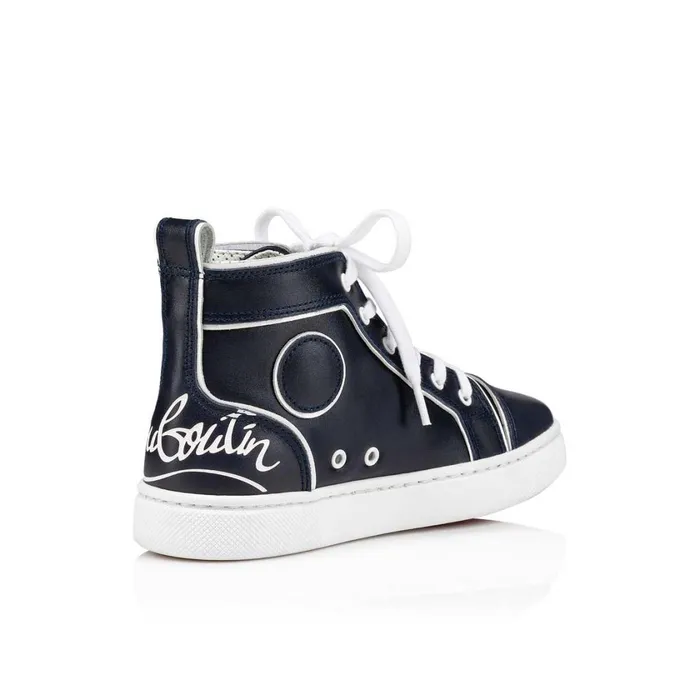 Kids Funnytopi Hightop Sneakers 8211 Calf Leather 8211 Navy Blue Christian Louboutin Sneakers