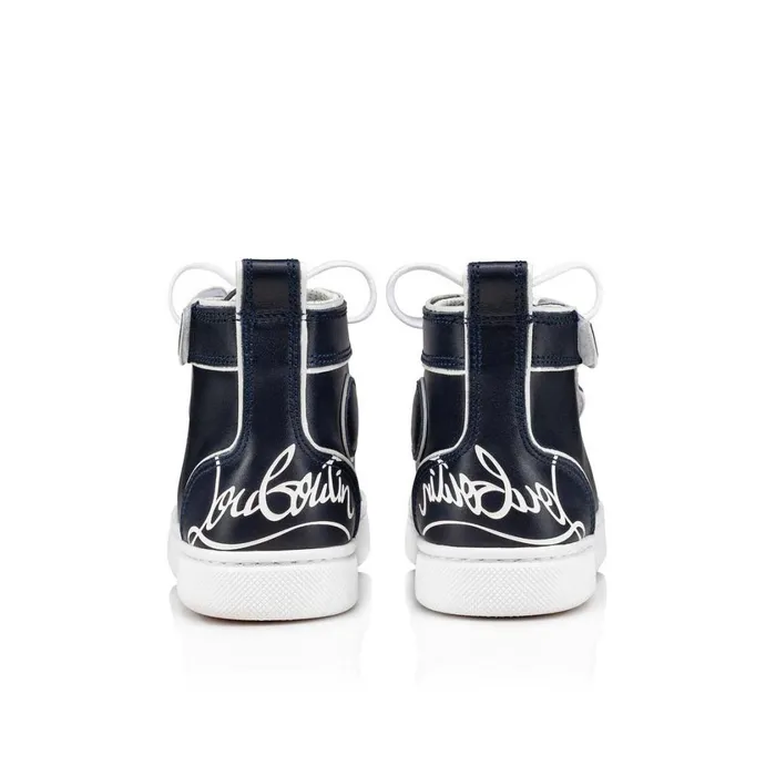 Kids Funnytopi Hightop Sneakers 8211 Calf Leather 8211 Navy Blue Christian Louboutin Sneakers