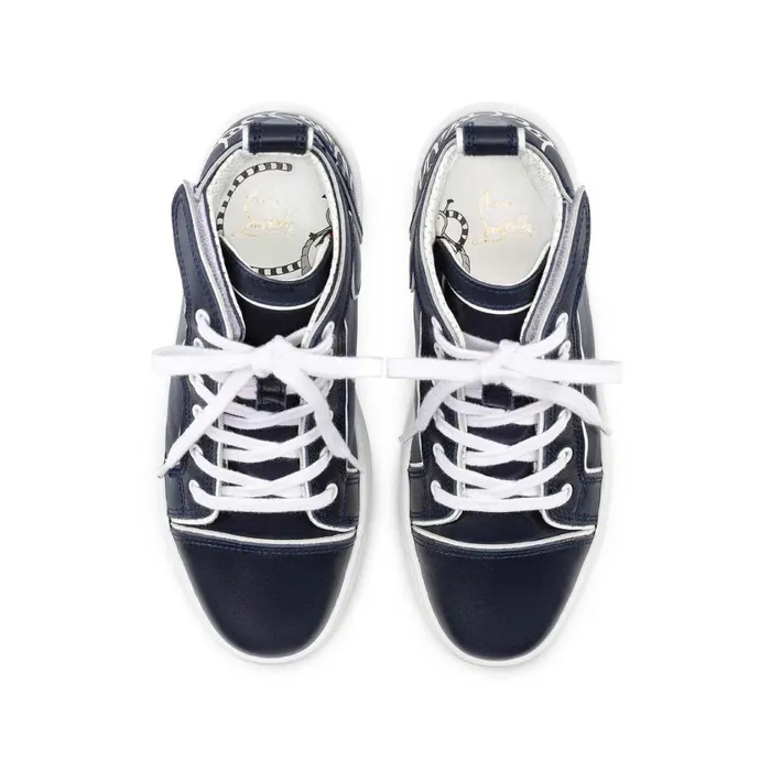 Kids Funnytopi Hightop Sneakers 8211 Calf Leather 8211 Navy Blue Christian Louboutin Sneakers