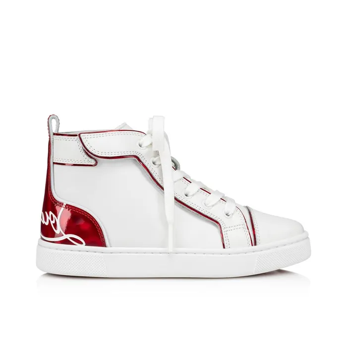 Kids Funnytopi Hightop Sneakers 8211 Calf Leather And Patent Calf Leather Psychic 8211 Bianco White Christian Louboutin Sneakers