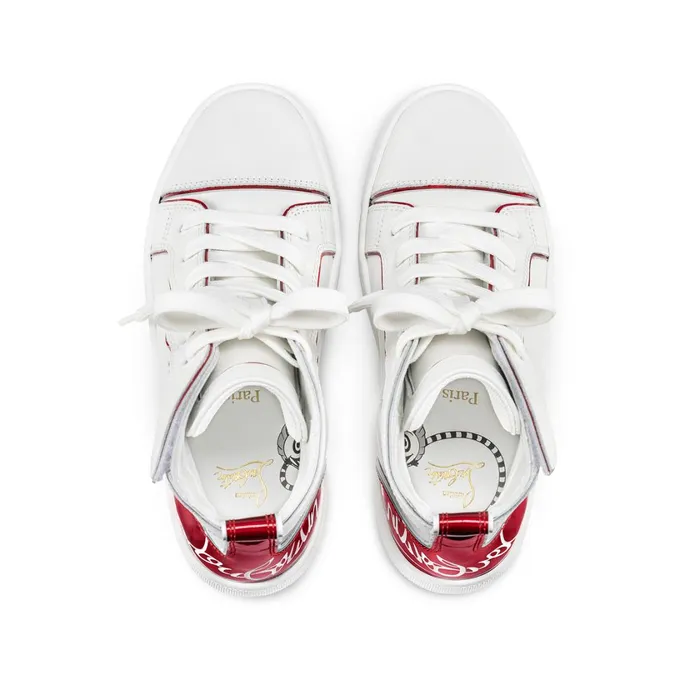 Kids Funnytopi Hightop Sneakers 8211 Calf Leather And Patent Calf Leather Psychic 8211 Bianco White Christian Louboutin Sneakers