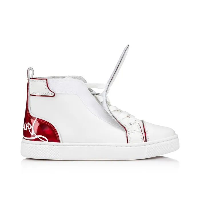 Kids Funnytopi Hightop Sneakers 8211 Calf Leather And Patent Calf Leather Psychic 8211 Bianco White Christian Louboutin Sneakers