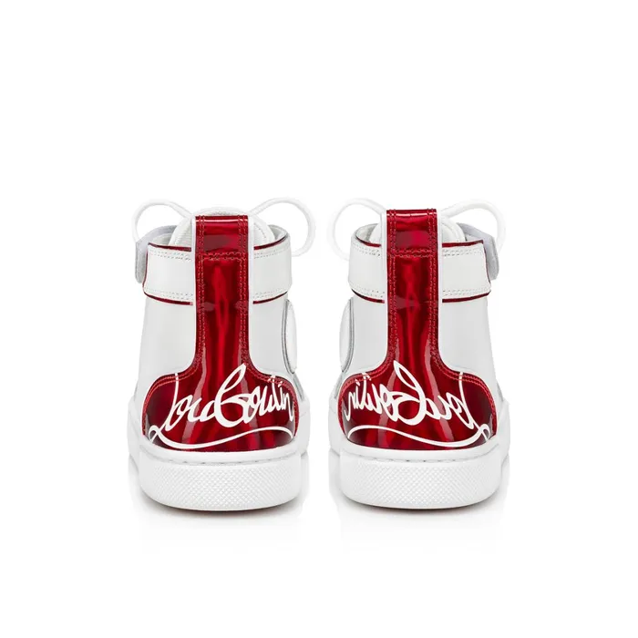 Kids Funnytopi Hightop Sneakers 8211 Calf Leather And Patent Calf Leather Psychic 8211 Bianco White Christian Louboutin Sneakers