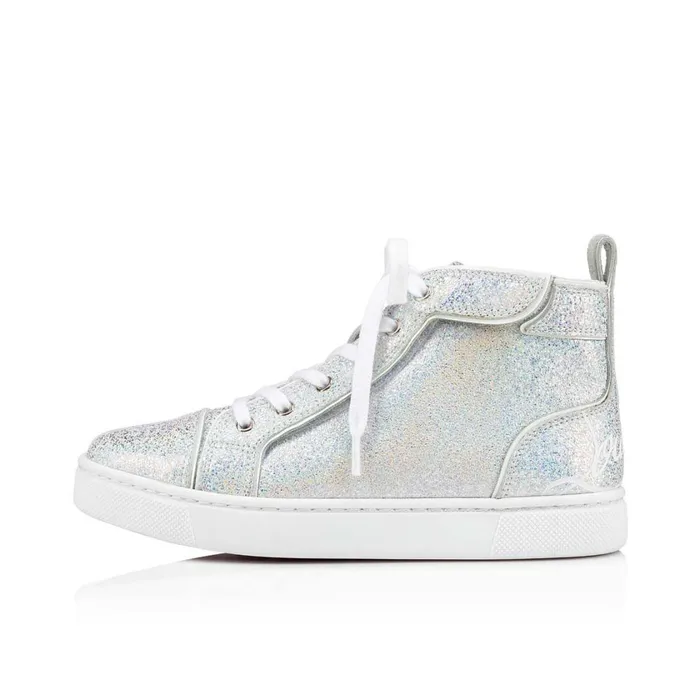 Kids Funnytopi Hightop Sneakers 8211 Nappa Leather 8211 Silver Silver Christian Louboutin Sneakers