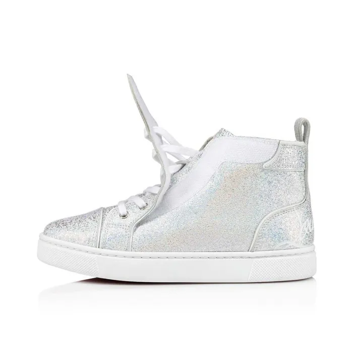 Kids Funnytopi Hightop Sneakers 8211 Nappa Leather 8211 Silver Silver Christian Louboutin Sneakers