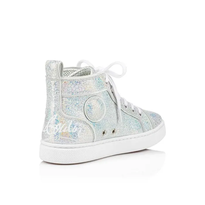 Kids Funnytopi Hightop Sneakers 8211 Nappa Leather 8211 Silver Silver Christian Louboutin Sneakers