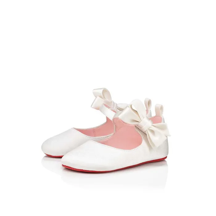 Kids Lou Babe Ballerinas 8211 Crepe Satin 8211 Bianco White Christian Louboutin Girls Kids Lou Babe Ballerinas 8211 Crepe Satin 8211 Bianco White Christian Louboutin Girls