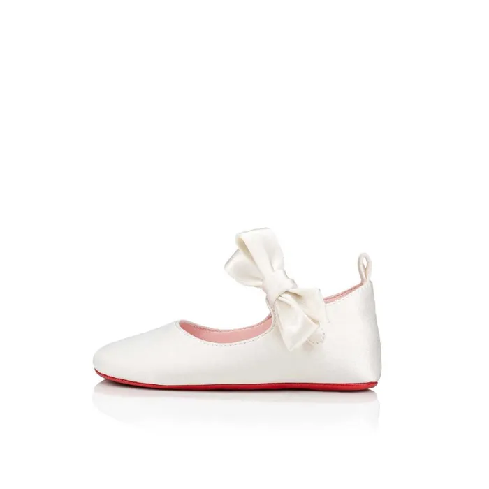 Kids Lou Babe Ballerinas 8211 Crepe Satin 8211 Bianco White Christian Louboutin Girls