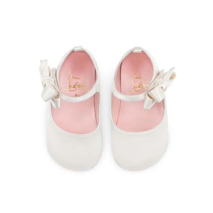 Kids Lou Babe Ballerinas 8211 Crepe Satin 8211 Bianco White Christian Louboutin Girls