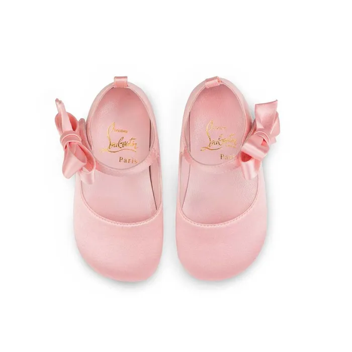 Kids Lou Babe Ballerinas 8211 Crepe Satin 8211 Rosy Pink Christian Louboutin Girls
