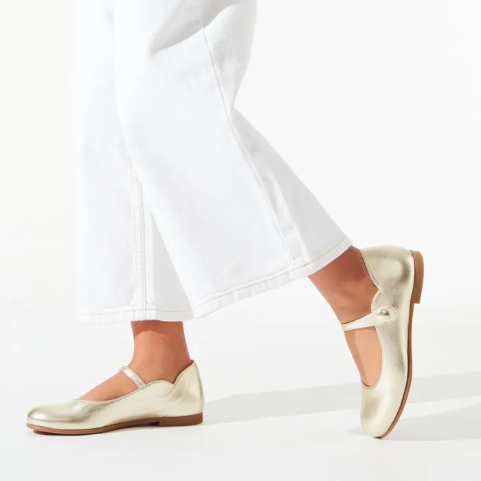 Kids Melodie Chick Ballerinas 8211 Nappa Leather 8211 Platine Gold Christian Louboutin Ballerinas