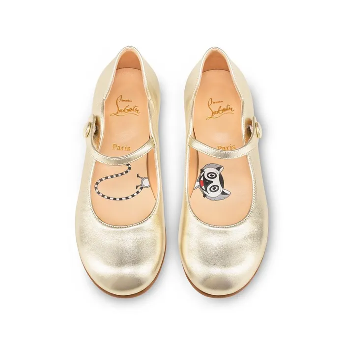 Kids Melodie Chick Ballerinas 8211 Nappa Leather 8211 Platine Gold Christian Louboutin Ballerinas