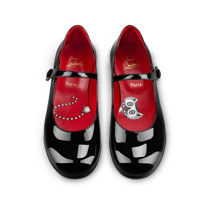 Kids Melodie Chick Ballerinas 8211 Patent Calf 8211 Black Black Christian Louboutin Ballerinas