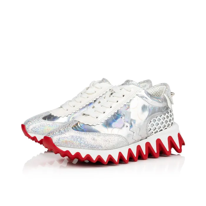Kids Mini Shark Sneakers 8211 Glittered Nappa Leather 8211 Silver Silver Christian Louboutin Sneakers Kids Mini Shark Sneakers 8211 Glittered Nappa Leather 8211 Silver Silver Christian Louboutin Sneakers