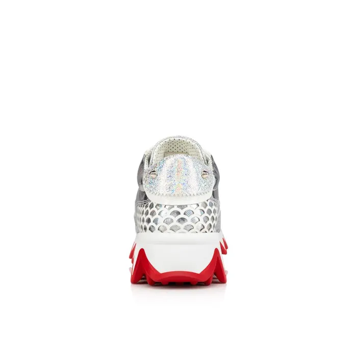 Kids Mini Shark Sneakers 8211 Glittered Nappa Leather 8211 Silver Silver Christian Louboutin Sneakers