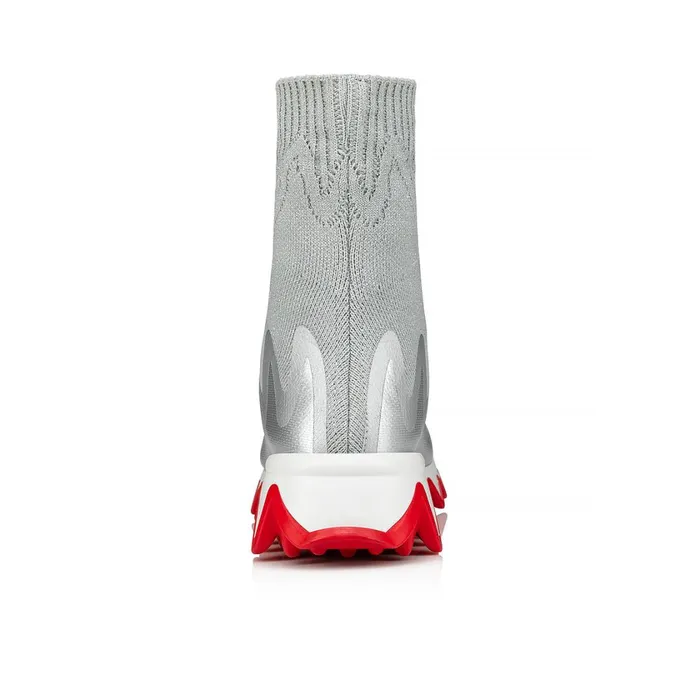 Kids Mini Sharky Sock Sneakers 8211 Mesh 8211 Silver Silver Christian Louboutin Sneakers