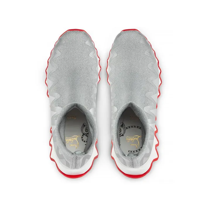 Kids Mini Sharky Sock Sneakers 8211 Mesh 8211 Silver Silver Christian Louboutin Sneakers