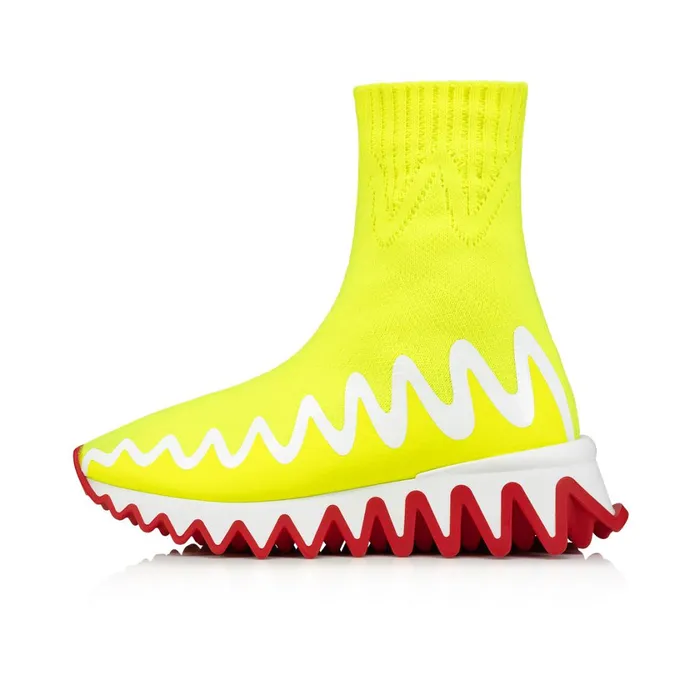 Kids Mini Sharky Sock Sneakers 8211 Mesh 8211 Yellow Yellow Christian Louboutin Sneakers