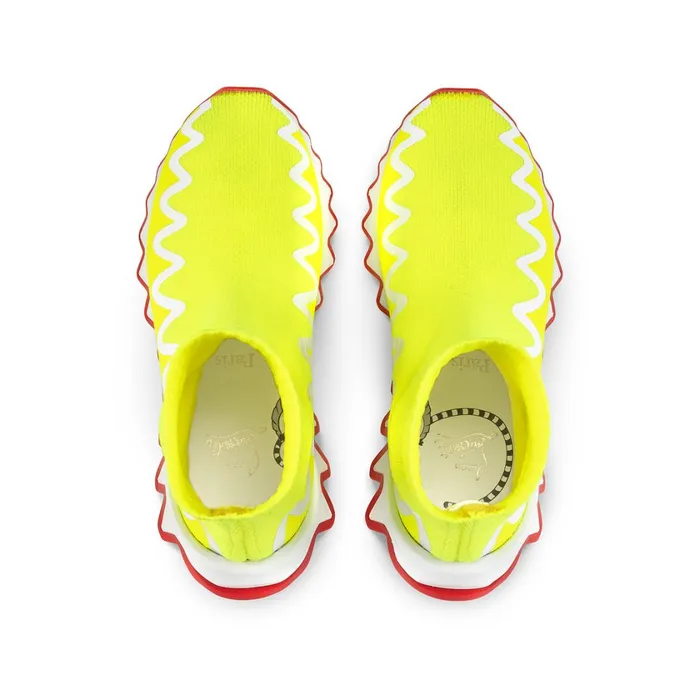 Kids Mini Sharky Sock Sneakers 8211 Mesh 8211 Yellow Yellow Christian Louboutin Sneakers