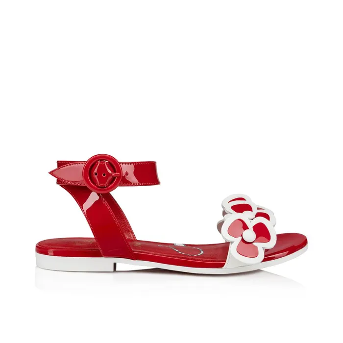 Kids Pensatoi Sandals 8211 Patent Calf Leather And Nappa Leather 8211 Loubi Red Christian Louboutin Sandals