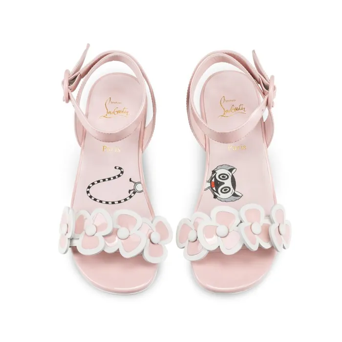 Kids Pensatoi Sandals 8211 Patent Calf Leather And Nappa Leather 8211 Rosy Pink Christian Louboutin Sandals