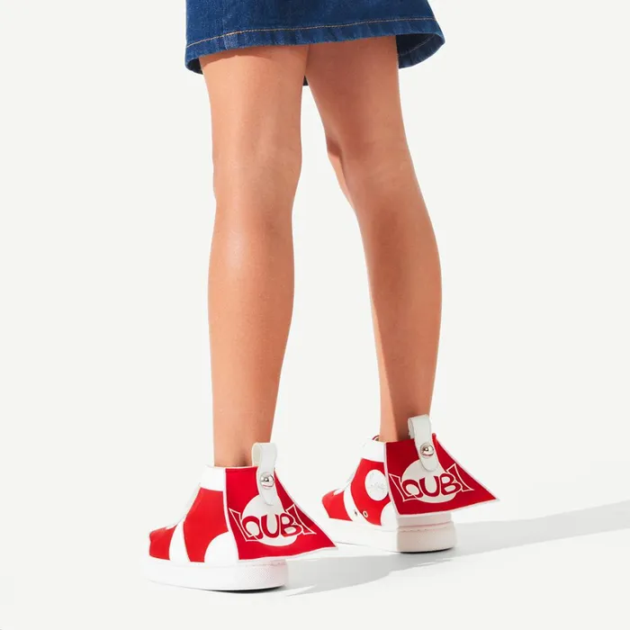 Kids Super Loubi Hightop Sneakers 8211 Calf Leather And Neoprene 8211 Loubi Red Christian Louboutin Sneakers