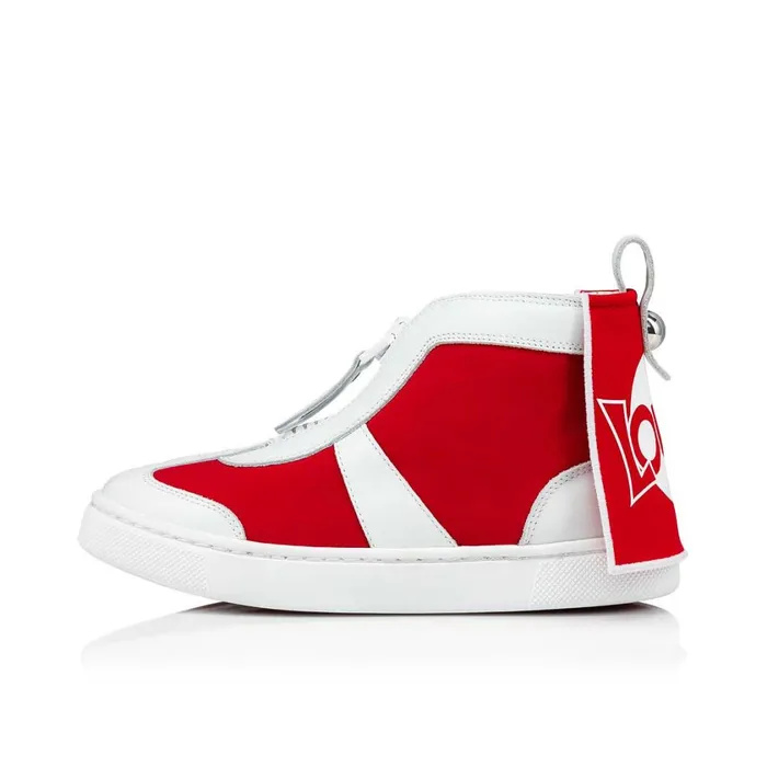 Kids Super Loubi Hightop Sneakers 8211 Calf Leather And Neoprene 8211 Loubi Red Christian Louboutin Sneakers