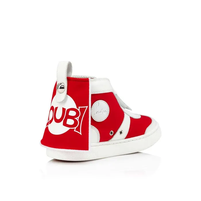 Kids Super Loubi Hightop Sneakers 8211 Calf Leather And Neoprene 8211 Loubi Red Christian Louboutin Sneakers