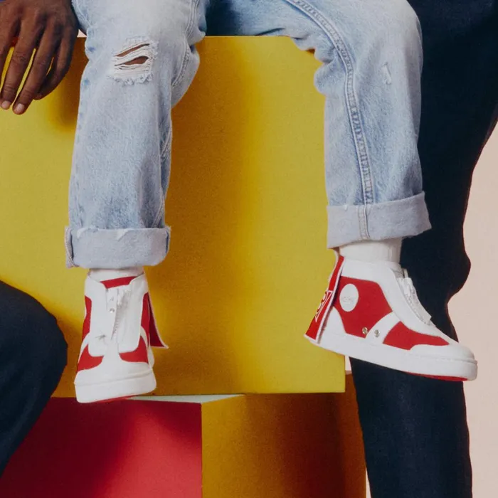 Kids Super Loubi Hightop Sneakers 8211 Calf Leather And Neoprene 8211 Loubi Red Christian Louboutin Sneakers
