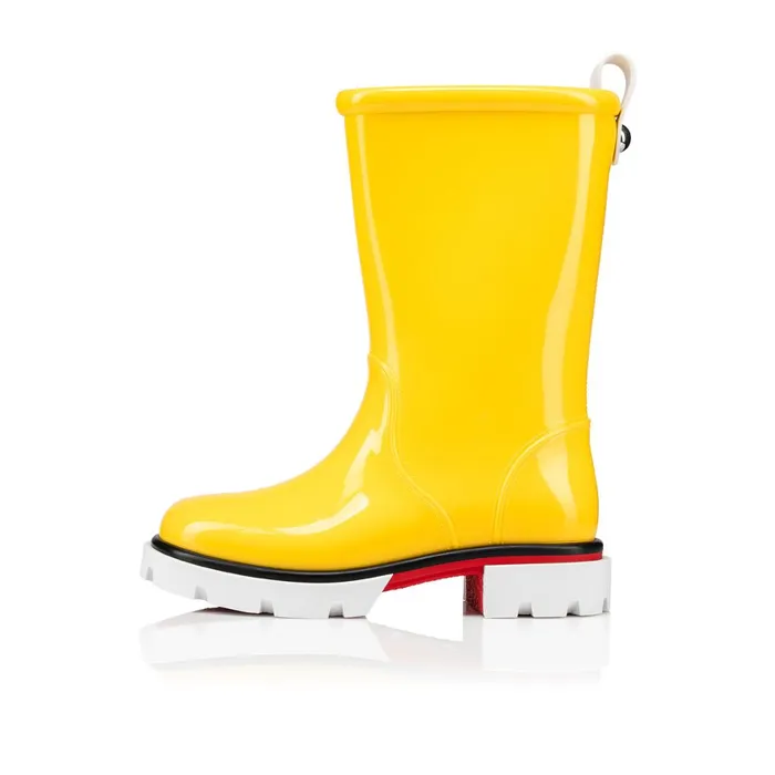 Kids Toy Pluie Rain Boots 8211 PVC And Patent Calf 8211 Sol Yellow Christian Louboutin Boots and Loafers